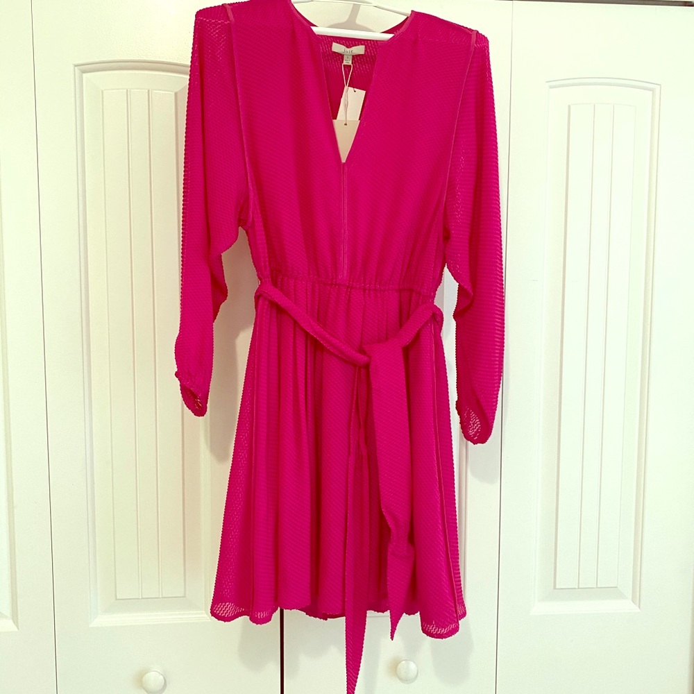 Women’s Pink Favia Flocked Belted Dress size S